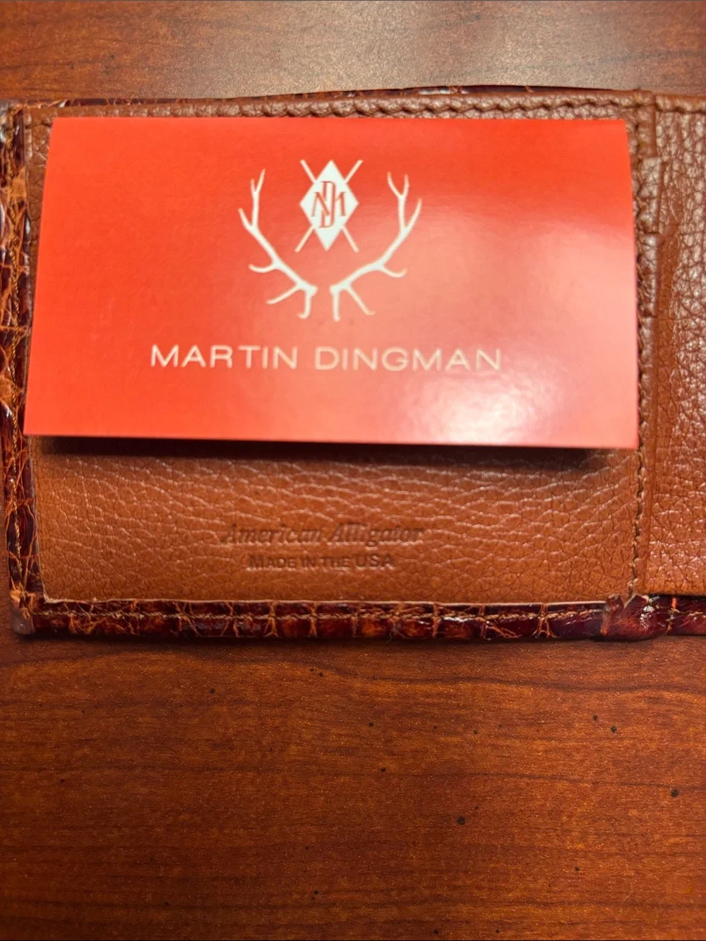 Martin Dingman Chestnut Genuine Alligator wallet. Perfect condition with box .
